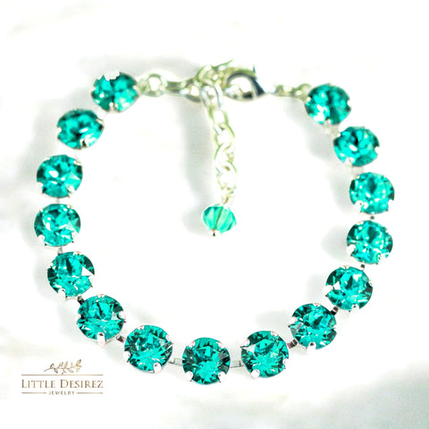 Vintage Inspired Teal Tennis Crystal Bracelet