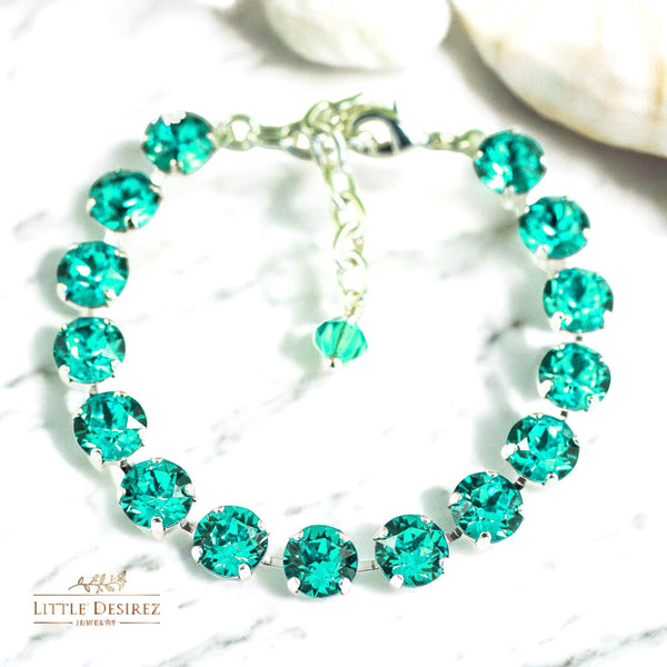 Vintage Inspired Teal Tennis Crystal Bracelet