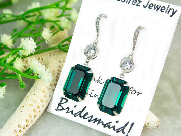 Earrings and Necklace Set Earrings Dangle Earrings Emerald Earrings Bridesmaid Gift Emerald Bracelet Wedding Jewelry EM41JS