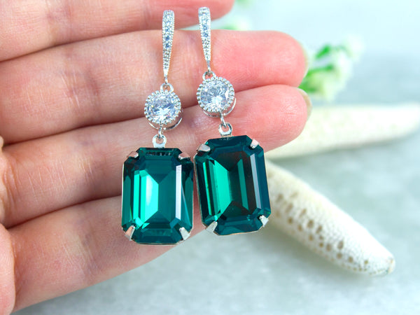 Earrings and Necklace Set Earrings Dangle Earrings Emerald Earrings Bridesmaid Gift Emerald Bracelet Wedding Jewelry EM41JS