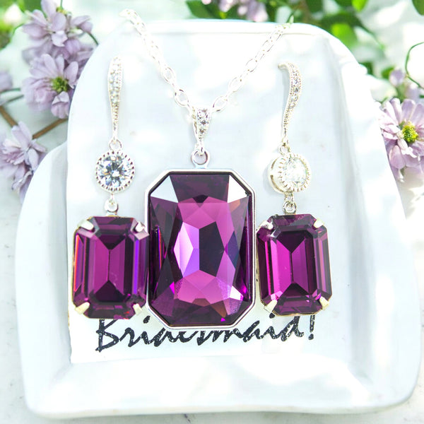 Amethyst Necklace Purple Necklace Layering Necklace Large Pendant Long Necklace Statement Jewelry AM41N