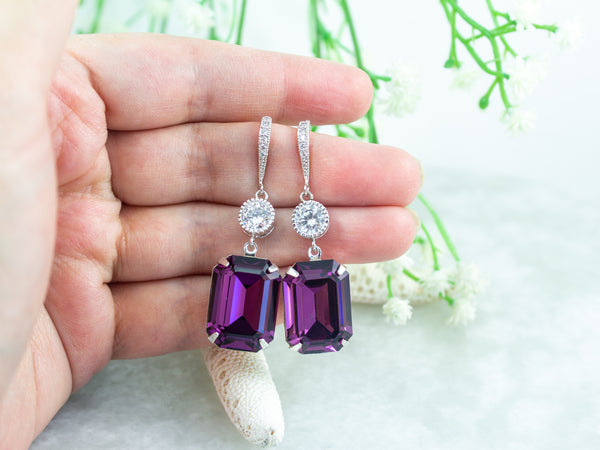 Crystal Jewelry Set Amethyst Necklace Layering Necklace Large Pendant Bridesmaid Gift Statement Jewelry AM41N