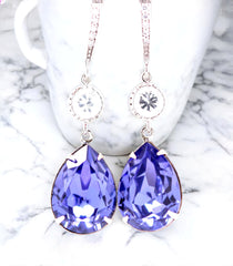 Purple Earrings Lavender Bridal Earrings  Crystal Tanzanite Earrings Bridesmaid Earrings Purple Jewelry Hypoallergenic TZ31HC