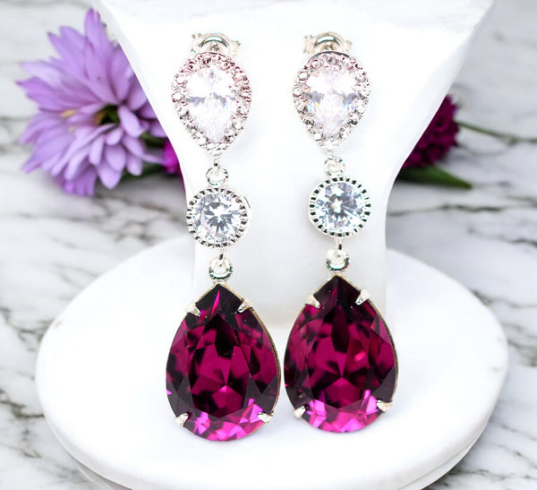 Amethyst Earrings Purple Bridal Earrings Bridesmaid Purple Earrings  Amethyst Crystal Plum Jewelry Hypoallergenic AM31PC