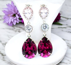 Amethyst Earrings Purple Bridal Earrings Bridesmaid Purple Earrings  Amethyst Crystal Plum Jewelry Hypoallergenic AM31PC
