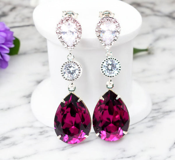 Amethyst Earrings Purple Bridal Earrings Bridesmaid Purple Earrings  Amethyst Crystal Plum Jewelry Hypoallergenic AM31PC