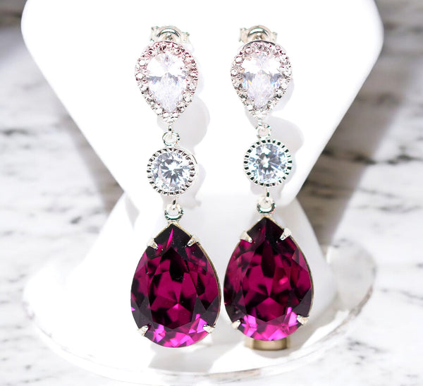 Amethyst Earrings Purple Bridal Earrings Bridesmaid Purple Earrings  Amethyst Crystal Plum Jewelry Hypoallergenic AM31PC