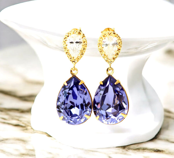 Purple Bridal Earrings Tanzanite Earrings Purple & Gold Earrings Lavender Earring Lilac Earring Purple Jewelry TZ31P