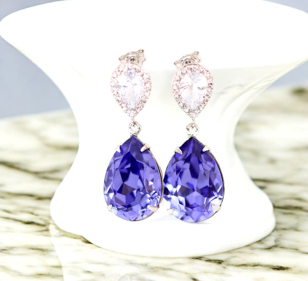 Purple  Earrings Lilac Earrings Purple Bridal Earrings  Tanzanite Bridesmaid Earrings Plum Jewelry Wedding Jewelry TZ31P