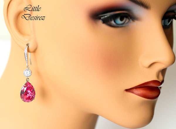 Pink Earrings Fuchsia Earrings Hot Pink Earrings Dark Pink Earrings Bridal Bridesmaid Earrings Deep Pink Earrings RP31HC