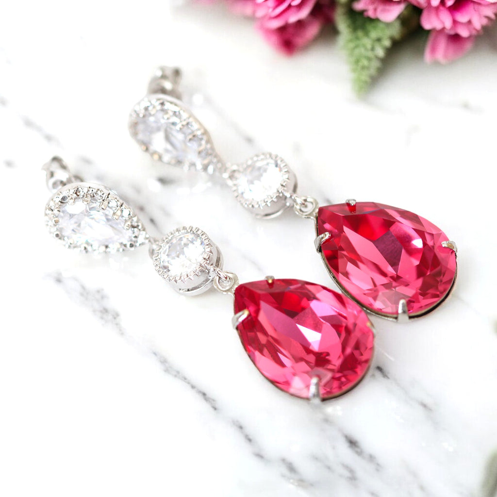 ブランド一覧 | ワールド オンラインストア Fuchsia Earrings Pink Hot Earrings Bridal Crystal Pear アクセサリー