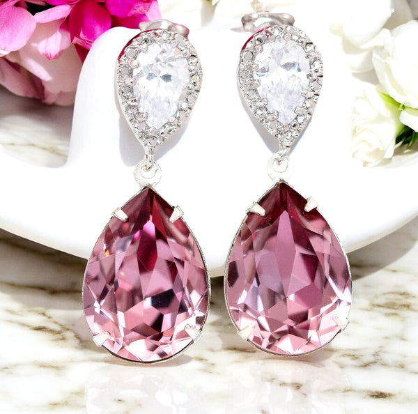 Mauve Pink Earrings Antique Pink Earrings Bridal Earrings Bridesmaid Gift Pastel Pink Earrings Vintage Pink Blush Pink BP31P