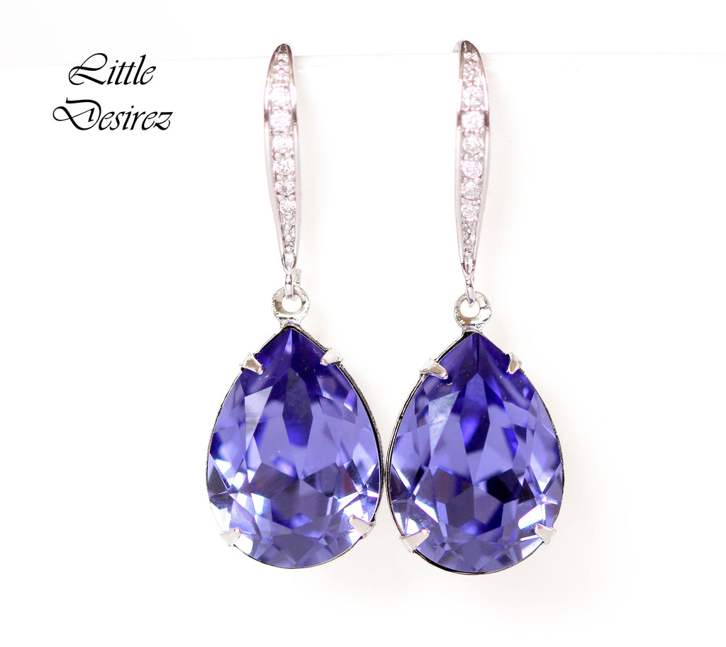 Purple Gold Earrings Tanzanite Earrings Purple Drop Earrings  Crystal Teardrop Lilac Lavender Bridesmaid Gift Bridal Earrings TZ31H