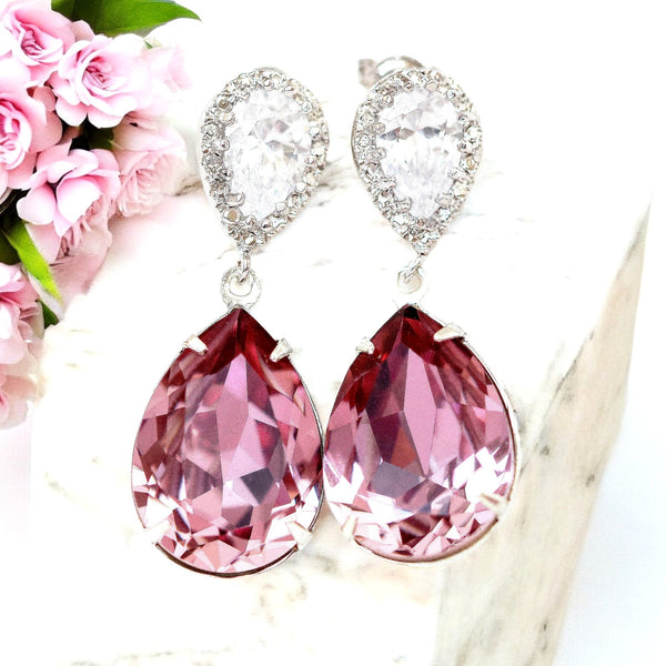 Mauve Pink Earrings Antique Pink Earrings Bridal Earrings Bridesmaid Gift Pastel Pink Earrings Vintage Pink Blush Pink BP31P