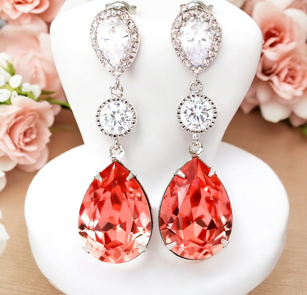 Coral Earrings Peach Earrings Bridesmaid Earrings Beach Wedding