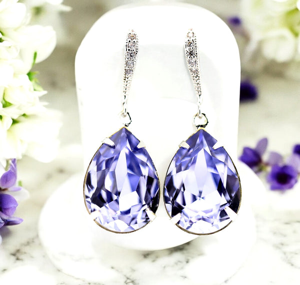 Lavender Earrings Lilac Earrings Light Purple Earrings Bridal Earrings  Crystal Bridesmaid Earrings Pastel Purple Earrings PL31H
