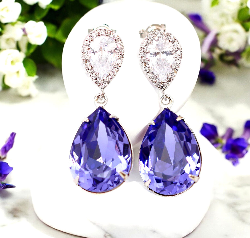 Purple  Earrings Lilac Earrings Purple Bridal Earrings  Tanzanite Bridesmaid Earrings Plum Jewelry Wedding Jewelry TZ31P