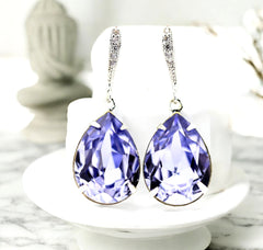 Lavender Earrings Lilac Earrings Light Purple Earrings Bridal Earrings  Crystal Bridesmaid Earrings Pastel Purple Earrings PL31H