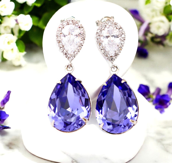 Purple  Earrings Lilac Earrings Purple Bridal Earrings  Tanzanite Bridesmaid Earrings Plum Jewelry Wedding Jewelry TZ31P