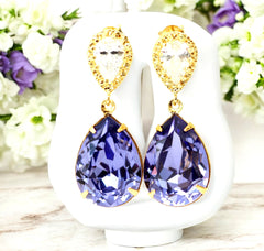 Purple Bridal Earrings Tanzanite Earrings Purple & Gold Earrings Lavender Earring Lilac Earring Purple Jewelry TZ31P