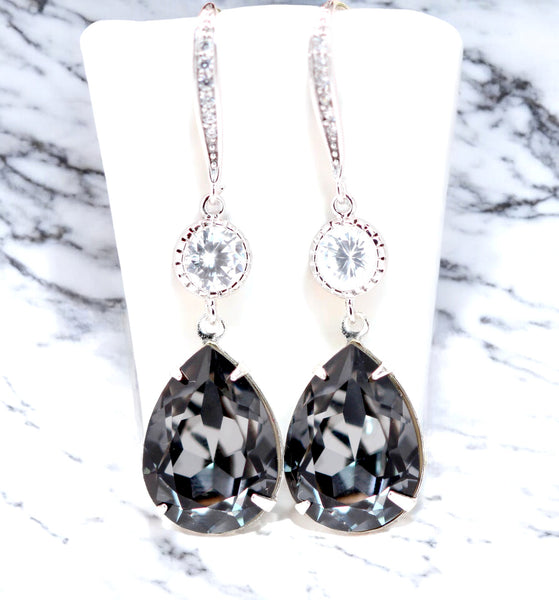 Dark Grey Earrings Smoky Grey Earrings Charcoal Earrings Dangle Earrings Grey Accessory SN31HC