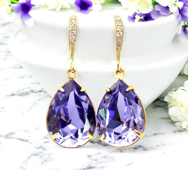 Purple Earrings Tanzanite Crystal Earrings  Bridal Earrings Bridesmaid Earrings Lavender Earring Lilac Earring Purple Jewelry TZ31H