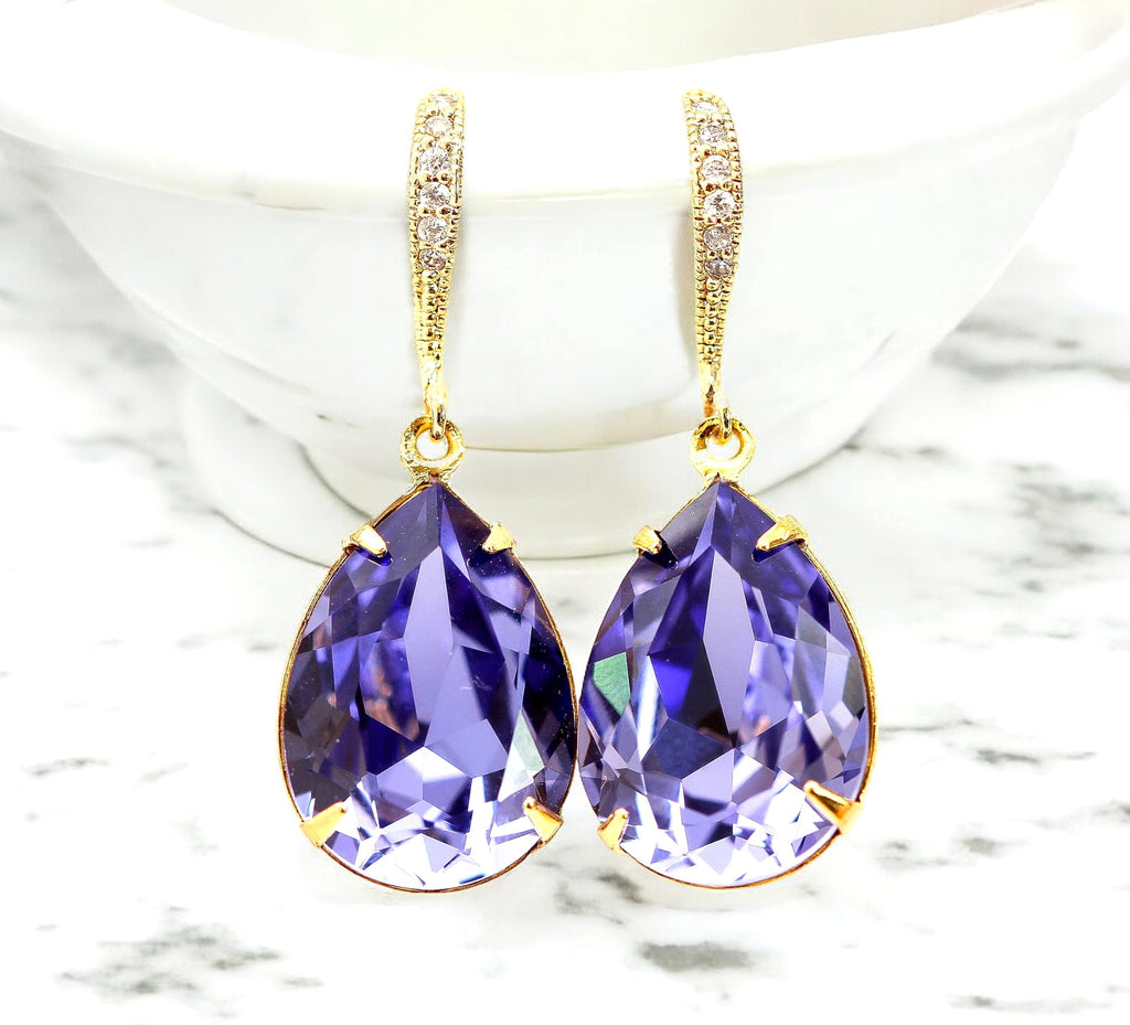 Purple Earrings Tanzanite Crystal Earrings  Bridal Earrings Bridesmaid Earrings Lavender Earring Lilac Earring Purple Jewelry TZ31H
