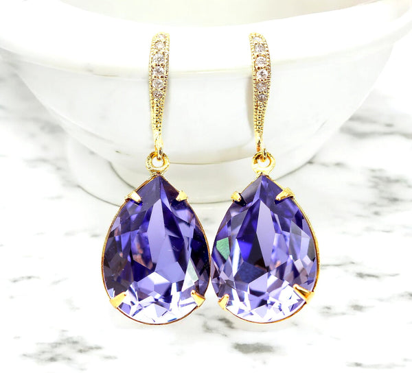 Purple Earrings Tanzanite Crystal Earrings  Bridal Earrings Bridesmaid Earrings Lavender Earring Lilac Earring Purple Jewelry TZ31H