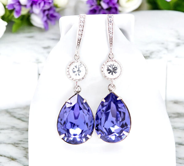 Purple Earrings Lavender Bridal Earrings  Crystal Tanzanite Earrings Bridesmaid Earrings Purple Jewelry Hypoallergenic TZ31HC