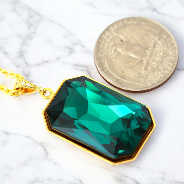 Emerald Green Jewelry Green Necklace Statement Necklace Large Pendant Necklace EM41N