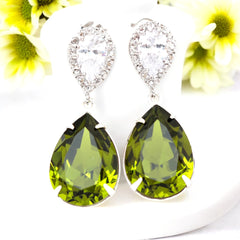 Green Earrings Olive Green Earrings  Green Earrings Olivine Crystal Bridal Earrings Bridesmaid Gift Bridal Party Jewelry OG31P
