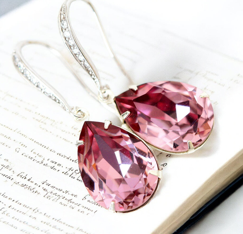 Blush crystal earrings deals