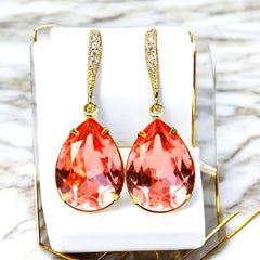 Coral Earrings Peach Gold Earrings Earrings 16k Gold Plated Bridesmaid Gift Wedding Earrings Beach Wedding Jewelry CO31H
