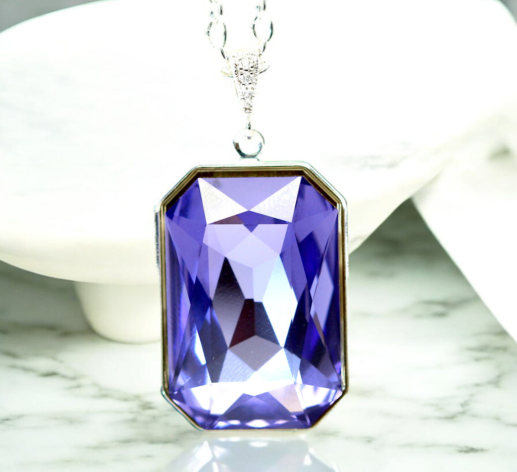 Purple Necklace Large Pendant Lavender Necklace Swarovski Crystal Emer Little Desirez Jewelry