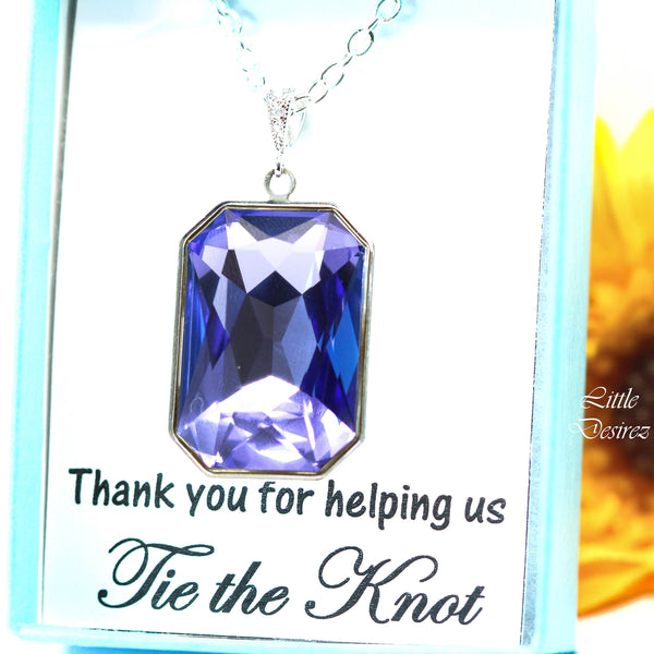 Purple Necklace Large Pendant Lavender Necklace Swarovski Crystal Emerald Cut Stone TZ41N