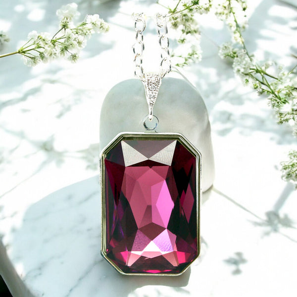 Amethyst Necklace Purple Necklace Layering Necklace Large Pendant Long Necklace Statement Jewelry AM41N