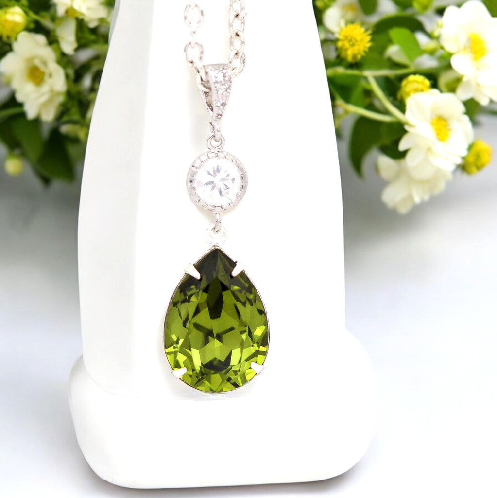 Olive Green Necklace Crystal Olivine Green Bridesmaid Necklace Olive Necklace Bridal Necklace Wedding Pendant Necklace OG31N Olive Green Necklace Crystal Olivine Green Bridesmaid Necklace Olive Necklace Bridal Necklace Wedding Pendant Necklace OG31N