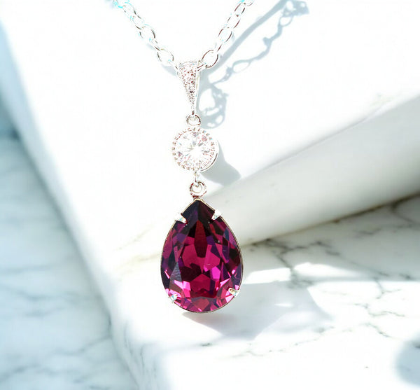 Purple Necklace Amethyst  Crystal Pendant Necklace Plum Pendant Lilac Lavender Necklace Bridesmaid Necklace Bridal Necklace AM31N