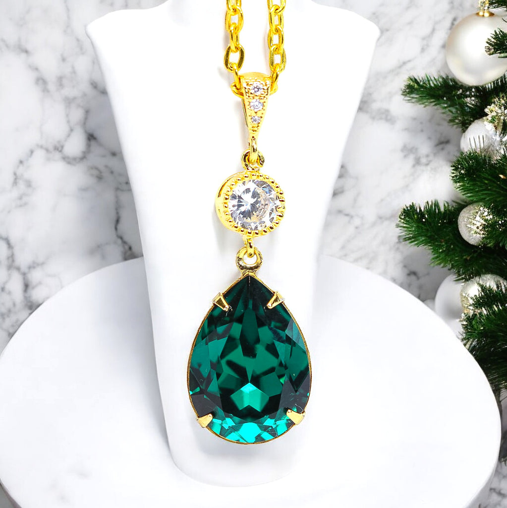Emerald Gold Necklace Green Gold Necklace Crystal Emerald Bridal Teardrop Necklace Bridesmaid Necklace Dark Green Necklace EM31N Emerald Gold Necklace Green Gold Necklace Crystal Emerald Bridal Teardrop Necklace Bridesmaid Necklace Dark Green Necklace EM31N