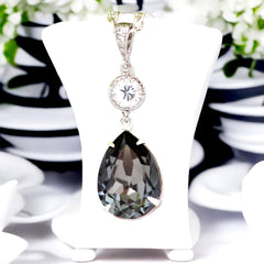 Grey Necklace Crystal Silver Night Necklace Black Diamond Necklace Smoky Grey Necklace Charcoal Necklace Bridesmaid Necklace SN31N