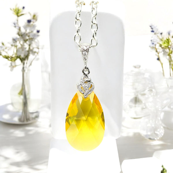Yellow Necklace Light Topaz Pendant Necklace Yellow Bridesmaids Gift Lemon Zest Canary Yellow November Birthstone LT32N