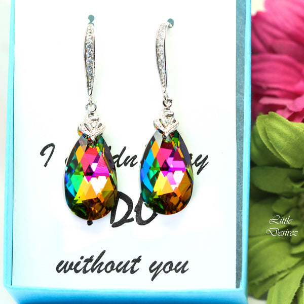 Dangle Earrings Pink Green Earrings & Necklace Set Bridesmaid Jewelry Vitrail Medium Fuchsia Emerald Sterling Silver Hypoallergenic VM32JS