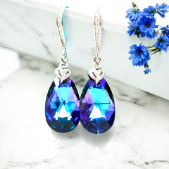 Pear Drop Earrings: Purple Heliotrope Swarovski - Bridal Style - HE32H
