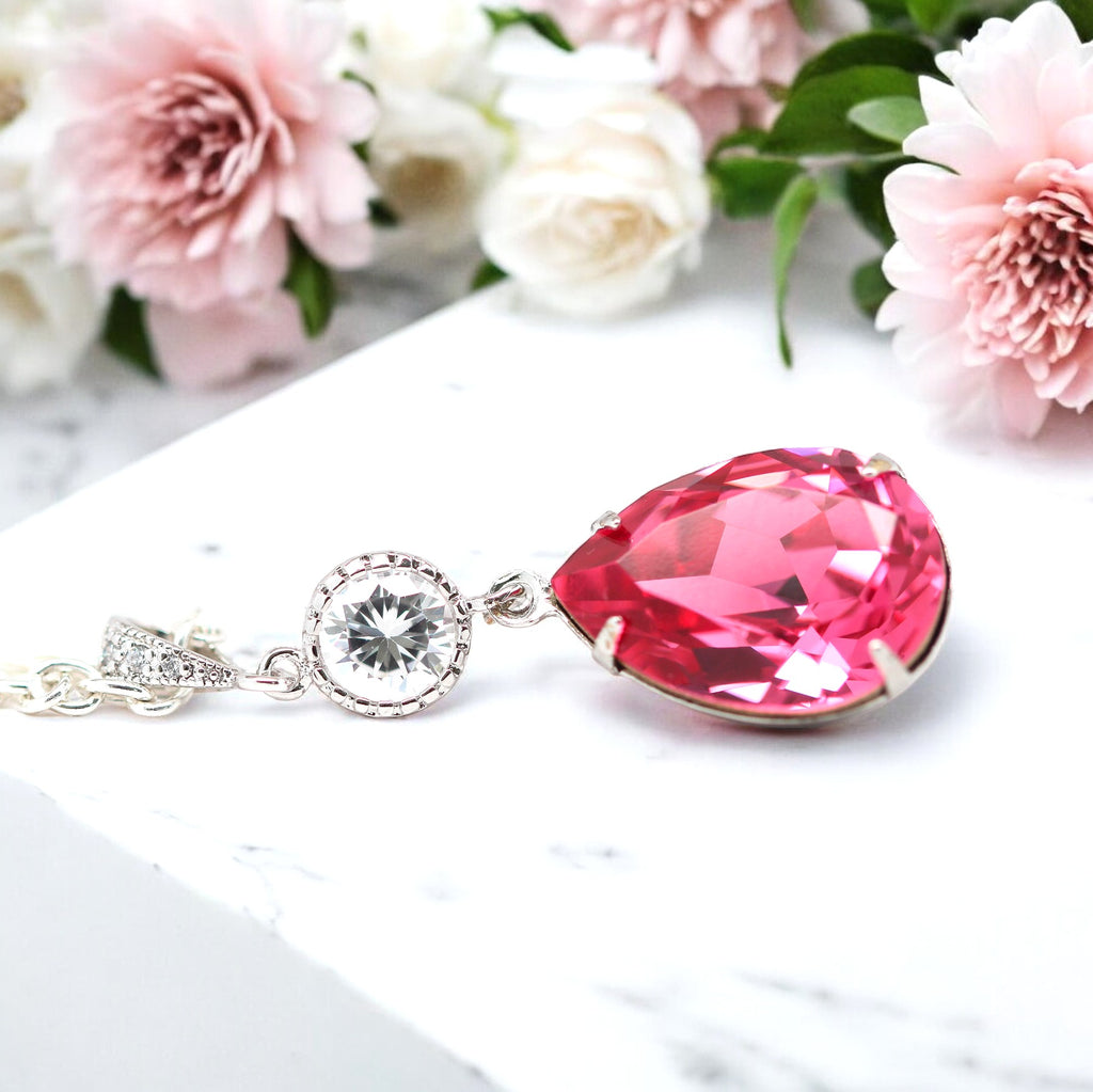 Pink Jewelry Set Hot Pink Earrings Necklace Austrian Crystal Rose Pink Little Desirez Jewelry Pink Jewelry Set Hot Pink Earrings Necklace Austrian Crystal Rose Pink Little Desirez Jewelry