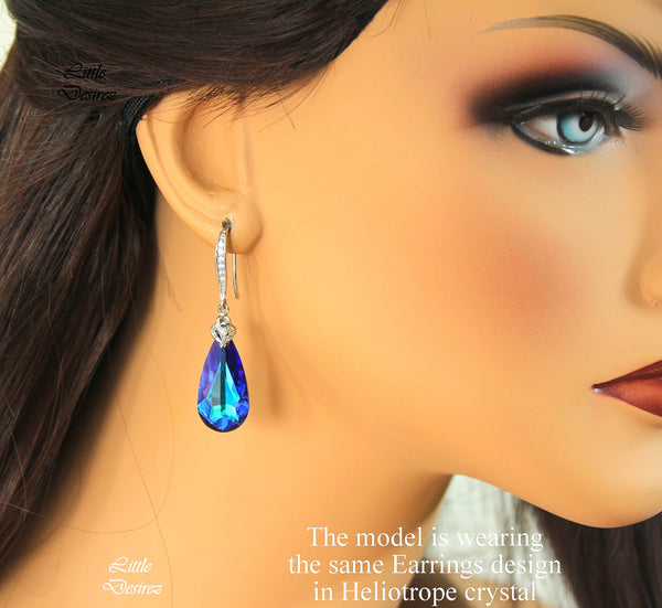 Bermuda Blue Earrings Peacock Earrings Blue Green Earrings  Crystal Blue Bridal Earrings Bridesmaid Earrings Vintage Style BB33H