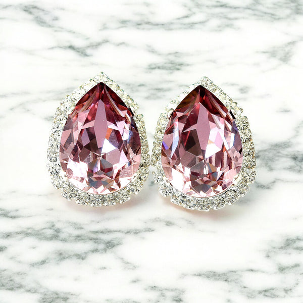 Bridal Blush Pink Stud Earrings Dusty Pink Crystal Bridal Stud Earrings Bridesmaids Earrings Pink Blush Halo Stud Earrings Gift For Her BP31S