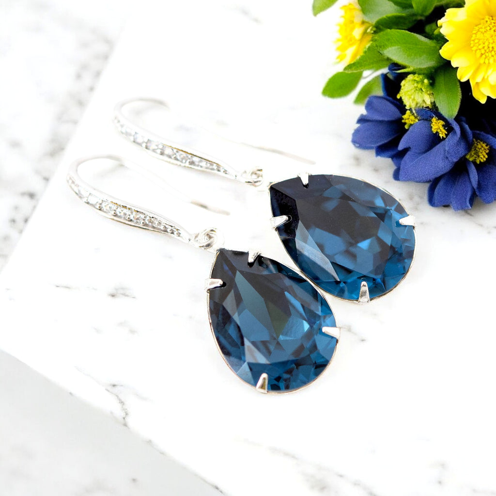 navy blue dress matching earrings Navy Blue Colour Dress Matching Earrings