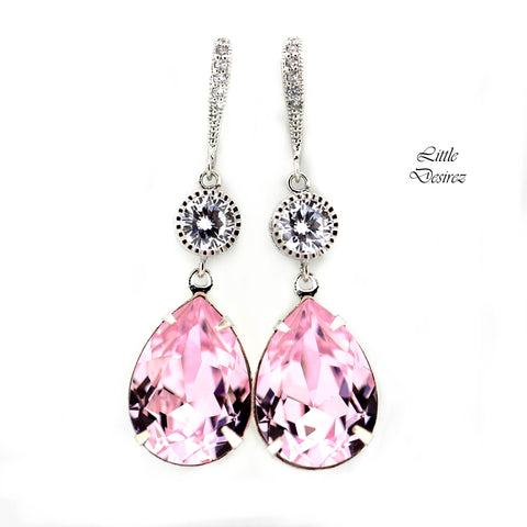 Pastel Pink Earrings Light Pink Earrings Pink Crystal Earrings Rosaline Bridesmaids Gifts Sterling Silver Hypoallergenic RO31HC
