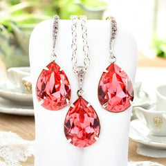 Coral Wedding Set Coral Earrings & Necklace Bridesmaid Gift Hypoallergenic Sterling Silver  Jewelry Peach Coral Jewelry CO31JS