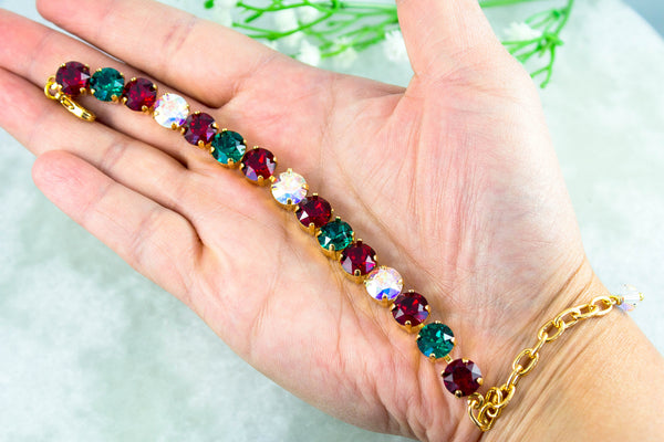Vintage Inspired Teal Tennis Crystal Bracelet